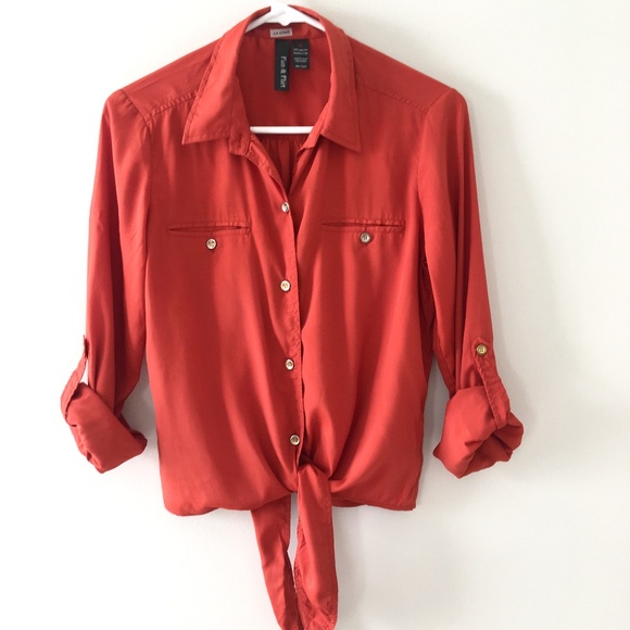 4/$15 Fun & Flair Knotted Self-Tie Blouse Long Sleeve Shirt,  Size M - Picture 1 of 4